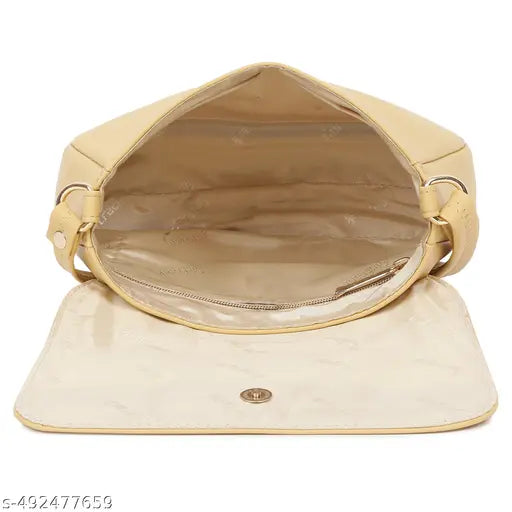 Fastrack Yellow Solid Structured Sling Bag for Women with Non-Detachable Sling Straps