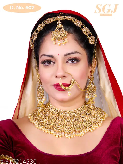 Gold-plated Golden Half Bridal Jewellery Set (D. No. 602)