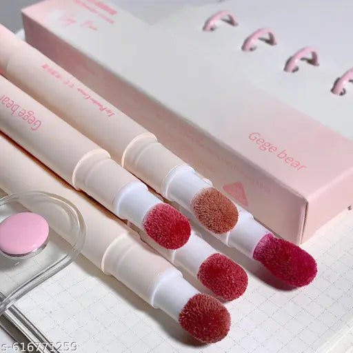 Gege Bear Velvet Cushion Matte Lipstick | Korean Powder-Cream Lip Tint with Soft Cushion Applicator | Lightweight, Long-Lasting, Smudge-Proof & Blurred Matte Finish | Perfect Gradient Look | 5 Trendy Shades for Women & Girls