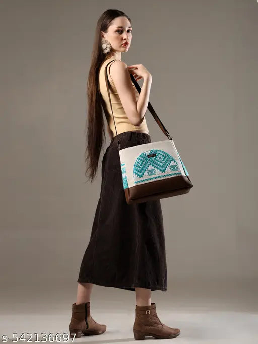 ENSAC Women's Premium Cotton/Full Sling Shoulder Bag | Ladies Purse Handbag | Special & Luxury Gift