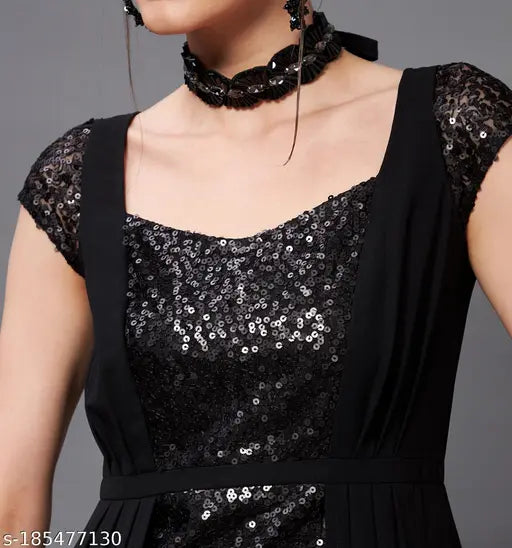 Miss Chase Women's Solid Black Dresses