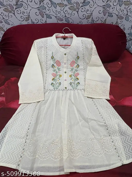 Pure cotton embroidered flared Top