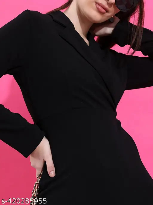 Ketch Women Black Solid Wrap Dress