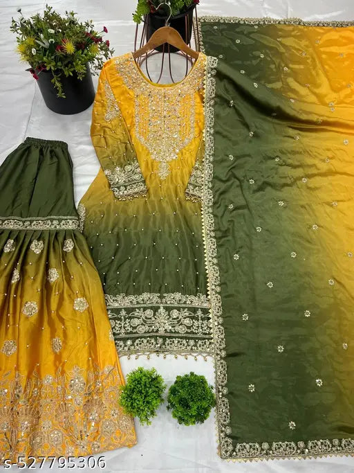New Designer Collection in Pure Chinnon With Heavy Embroidery Stitched Ready to Wear Suit
