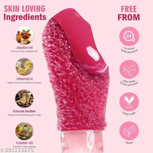 Glamveda X Rashami Desai Mini Serum Infused Lip Gloss | Soulmate - 116 ( Bright Pink Lip Gloss ) For Soft & Dewy Lips, Glossy Finish Enriched With Vitamin E, 1.2ml, Pink Lip Gloss Mini For Indian Ski n Tone