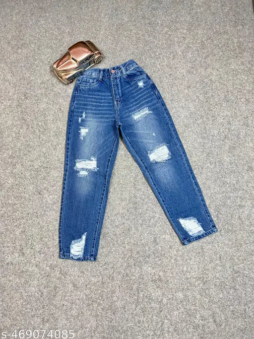 Versatile Stone Blue Colour Funky Cargo Wideleg Denims Jeans for womens, girls and ladies