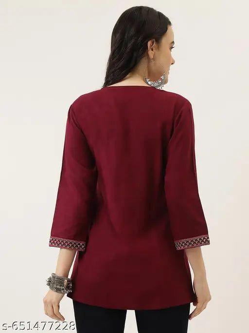 Womens Rayon Embroidery Trendy Top, Partywear top, Festival top, Long top, Daily wear top