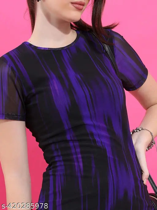 Ketch Women Purple Printed Bodycon Dress