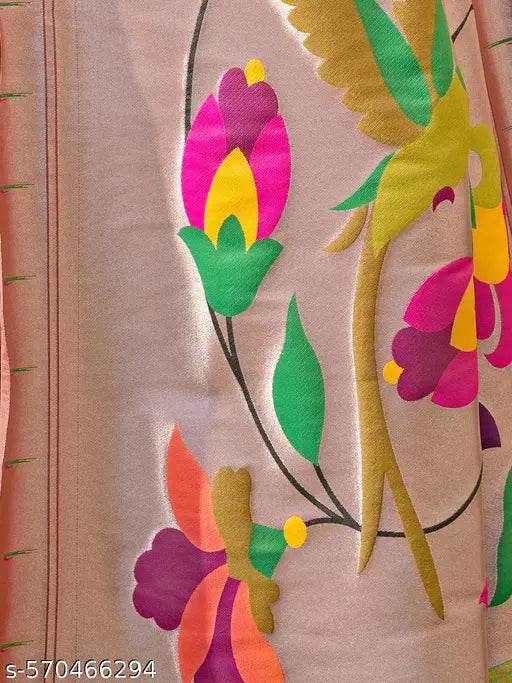 SATRANI Silk Blend Multicolor & Gold & Beautiful Saree with Silk Blend Blouse