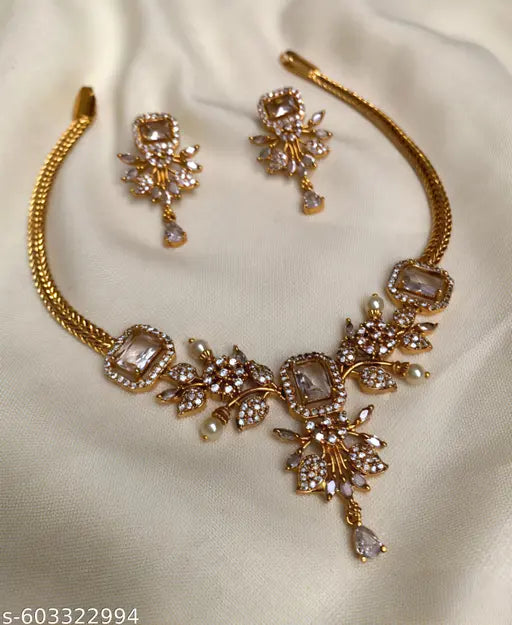 PREMIUM QUALITY MATTE FINISH AD STONE NECKLACE WITH EARRING