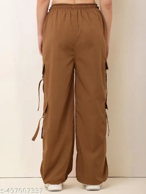 Women Cargo Pants || 6 pkt Cargo ||Baggy Trouser for women || Korean Baggy Trouser || Women Baggy Parachute Pants Woman Mutil Pockets Loose Fit Casual Pants for Women || Black Baggy Trouser