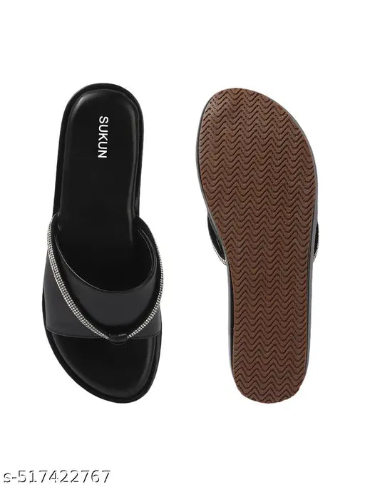 Sukun Black Heel Slipper step in Style