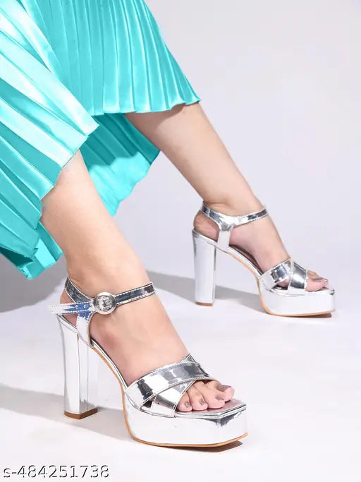 Froh Feet Women’s Platform Block Heel Sandals with Adjustable Strap | High-Shine Finish | Comfortable and Stylish for Parties & Events