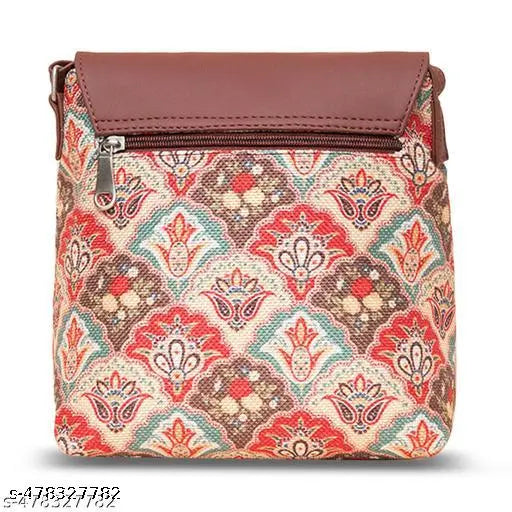 Zouk Mughal Art Multicolor Flap Sling Bag