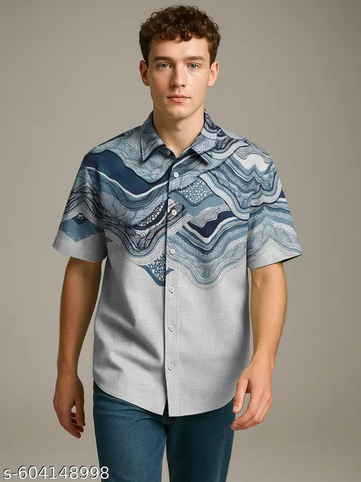 BULLMER Trendy Regular Fit Cotton Blend Printed Casual Half Sleeve