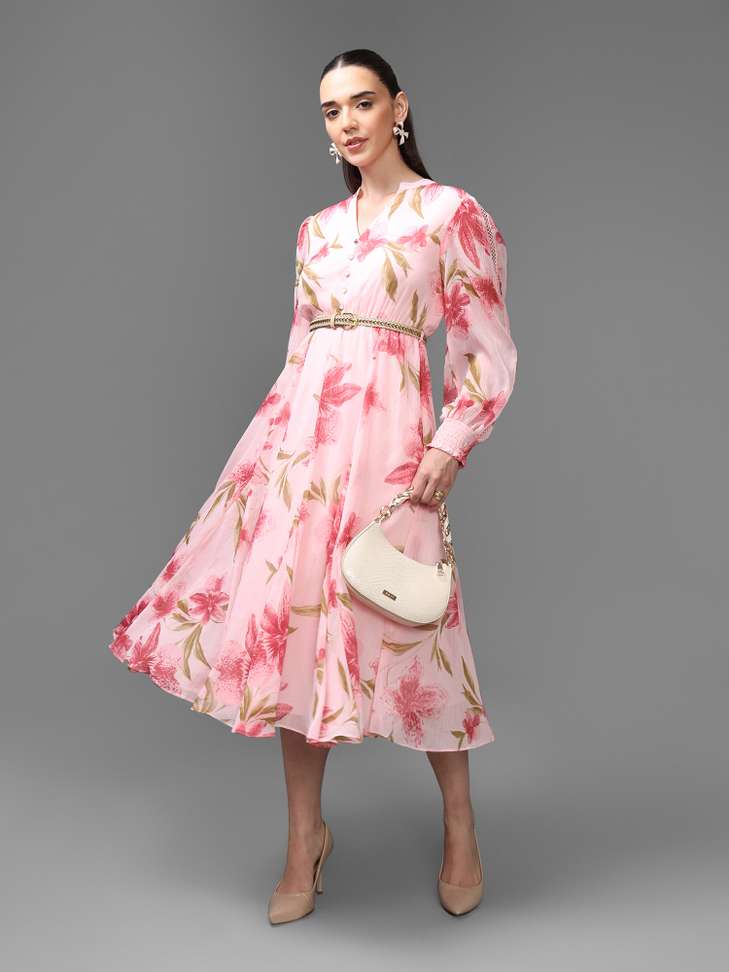 Women Bodycon Pink Maxi/Full Length Dress