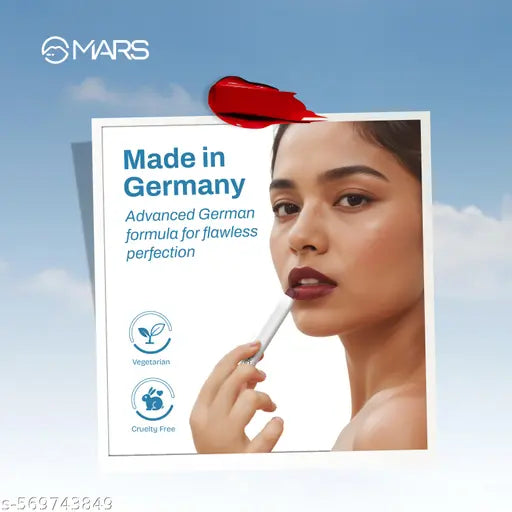 MARS Cloud Kiss Soft-Matte Lip Crayon (1.8gm) (12-CRIMSON MIST) | Infused with Corn & Rice Starch | 8+ Hr Long-Lasting | Feather-Light Texture | One-Stroke Smooth Glide | Full Coverage | Non Drying