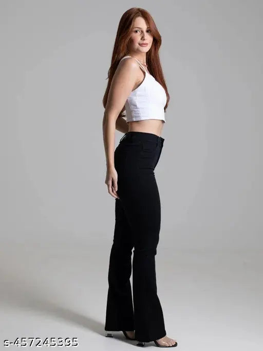 H&H Women BLACK Jean Bootcut High-Rise Clean Look Stretchable Jeans