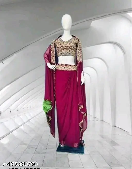Georgette Semi-Stitched Lehenga with Unstitched Blouse and Dupatta