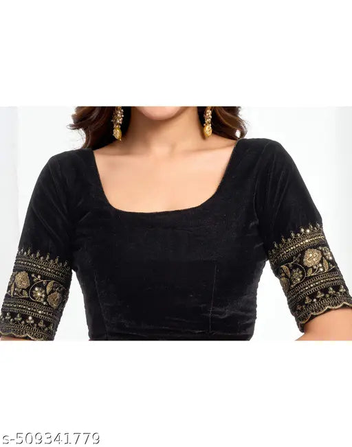 SATRANI Net Pink Saree with Velvet Blouse