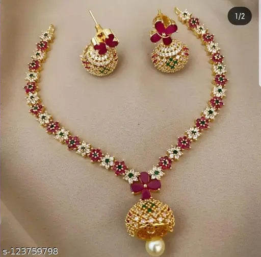 Premium Quality Goldplated American Diamond Stone Necklace