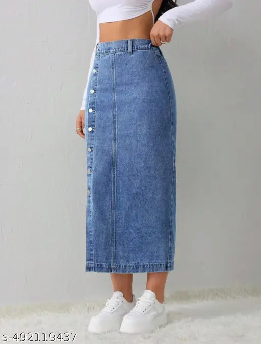 Woman High Waist Denim Skirt