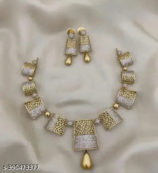 PREMIUM QUALITY MATTE FINISH AD STONE NECKLACE WITH EARRING