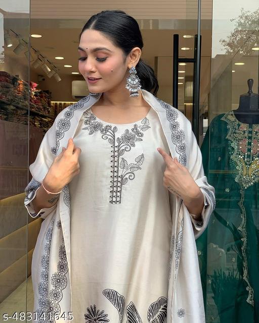 Kachiba Fashion Printed Silk Blend Pakistani Kurta Set