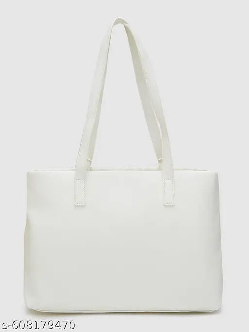 Globus Women White Textured Casual Tote Bag