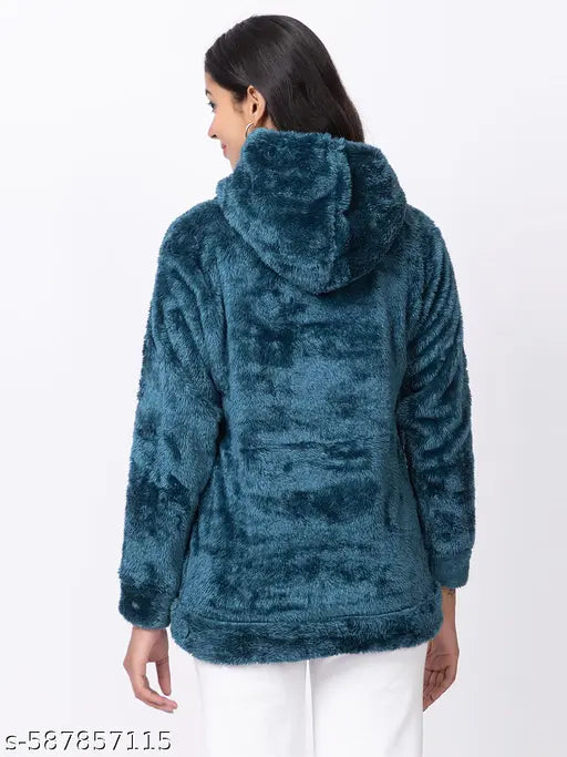RG BY SS CLOTHING Winter Wear Casual Wear Weastern Wear Soft & Warm Furry Sherpa Women Full Sleeve Hoodie