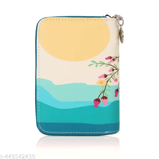 NFI essentials Small Wallet for Women, PU Leather Printed Mini Wallet for Girls, Zipper wallet, Credit Card Holder Organizer Coin Purse for Girls
