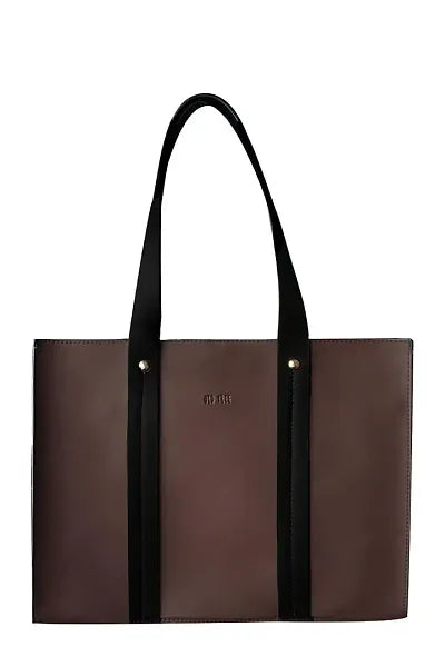 Stylish Brown Artificial Leather Solid Tote Bags For Women