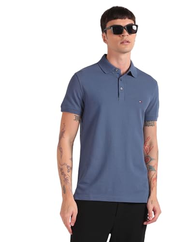Tommy Hilfiger Men's Slim Fit T-Shirt (S24HMKT031_Blue S)