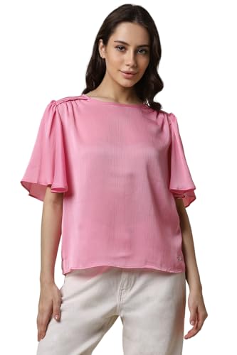 Allen Solly Women's Regular Fit T-Shirt (Pink)