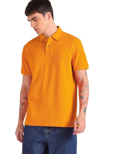 Tommy Hilfiger Men's Classic Fit T-Shirt (S24HMKT161_Orange XL)