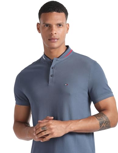 Tommy Hilfiger Men's Slim Fit T-Shirt (S24HMKT350_Blue XL)