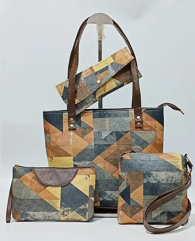 Stylish Women Rexine Casual Handbag Combo Set