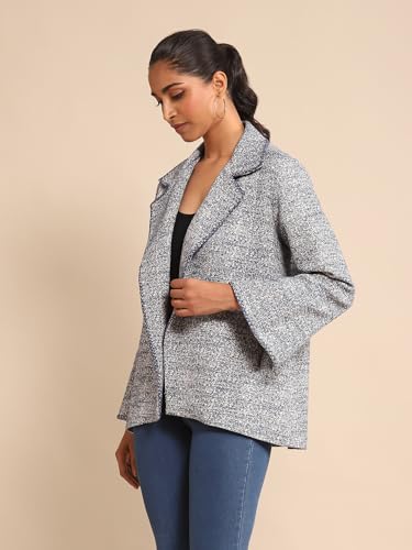 Ritu Kumar Blue Cotton Jacquard Jacket - SaumyasStore