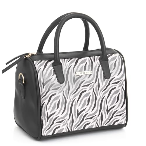 SACCI MUCCI Women's Handbag | Women's Tote Bag | Women's Top-Handle Bags | Women's Satchels | Women's Hobos & Shoulder Bags-Wave Botanical (Black) - SaumyasStore