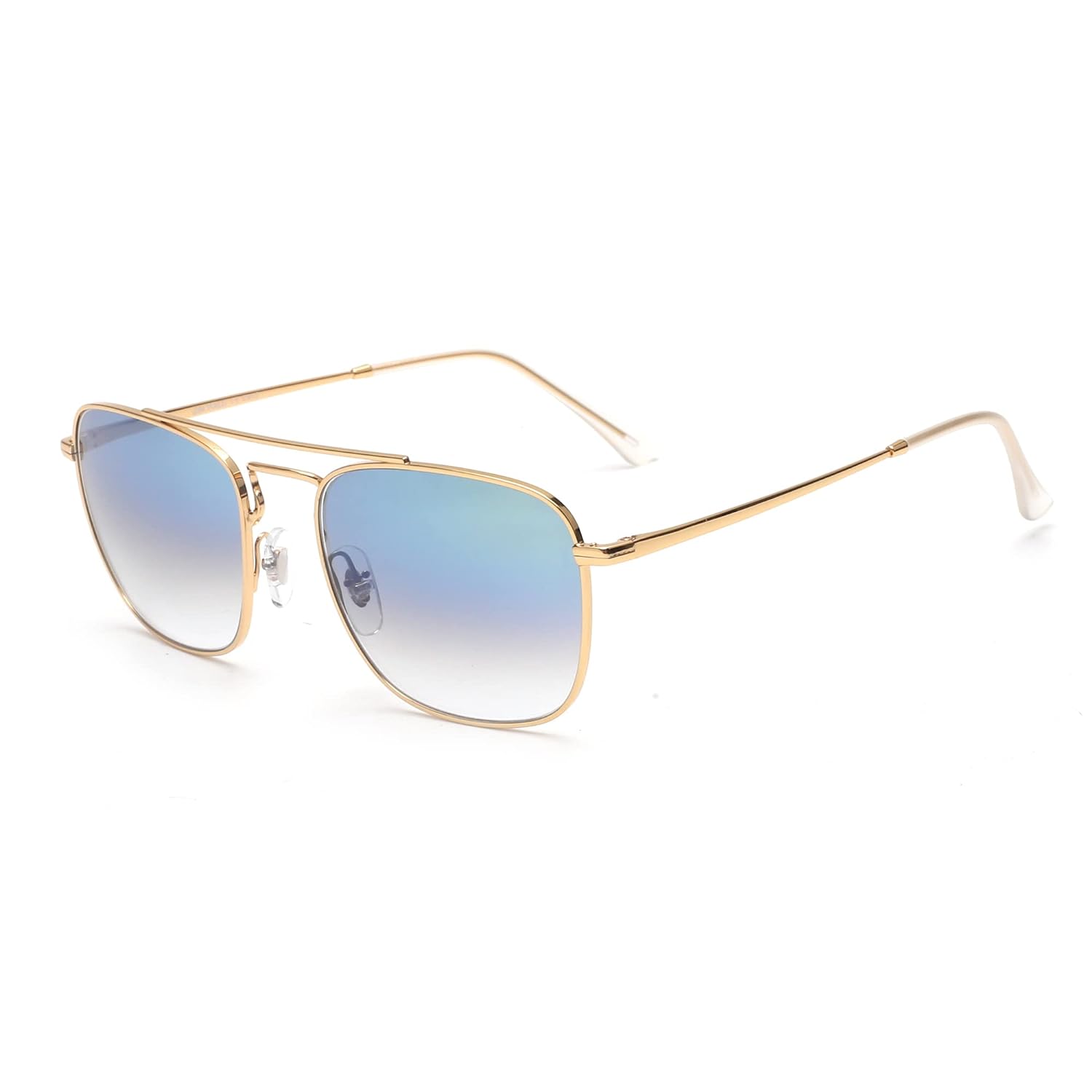 JIM HALO Retro Square Aviator Sunglasses Premium Glass Lens Flat Metal  Eyewear Men Women