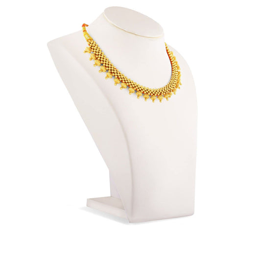 Malabar Gold & Diamonds BIS hallmarked (916) 22k Yellow Gold Semi-Long Tushi Necklace for women