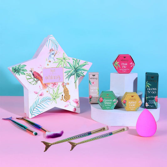 Whimsy Blossom Beauty Kit | Complete Makeup for Teens and pre-teen girls | Foundation, Lip Gloss, Eyeshadow, Lip-Cheek Tint, Brushes | Cruelty Free & Vegan