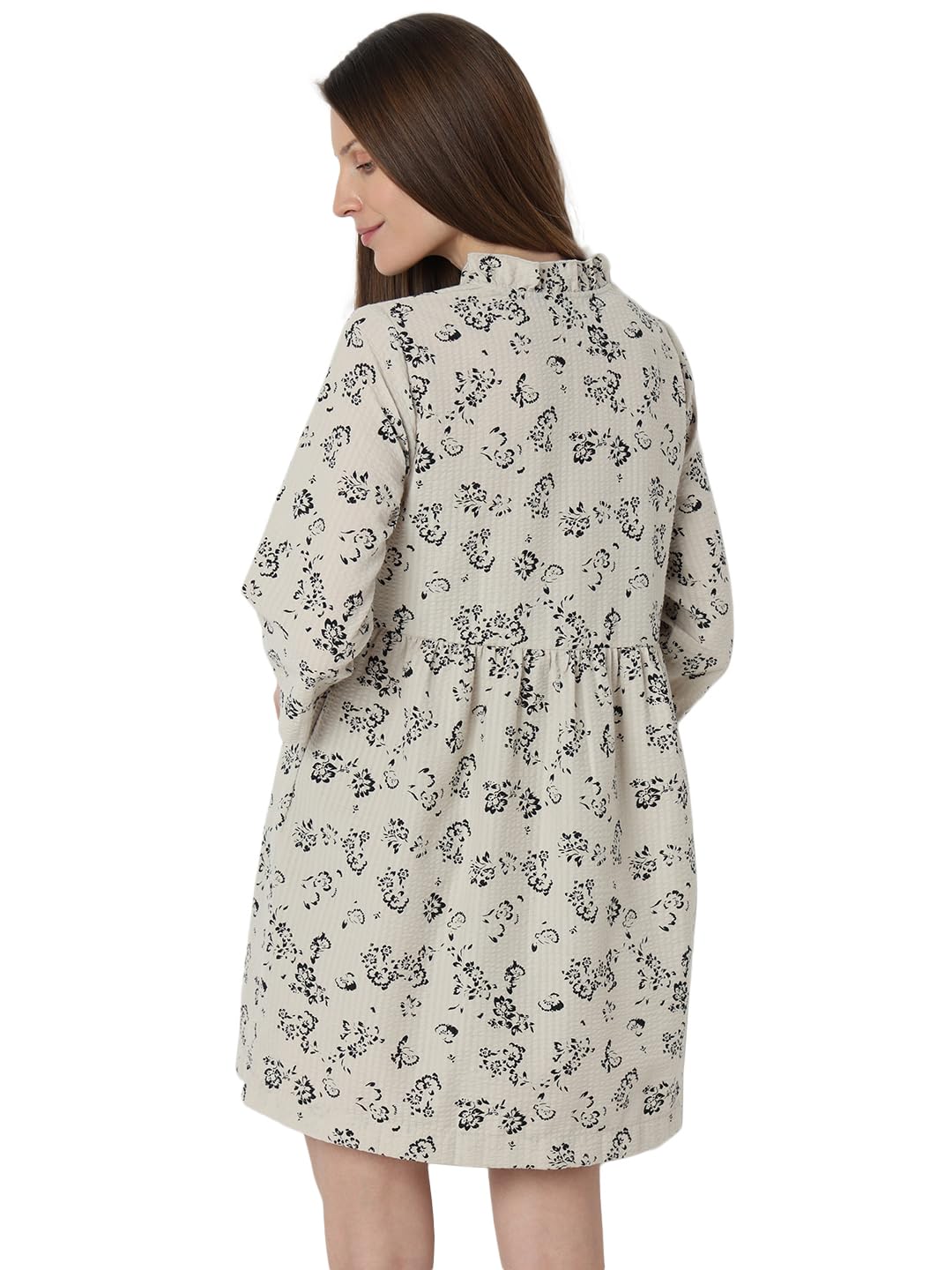 VERO MODA ' Women's Polyester Fit and Flare Above The Knee Dress (10304007-Silver Lining_Silver VERO MODA ' Women's Polyester Fit and Flare Above The Knee Dress (10304007-Silver Lining_Silver