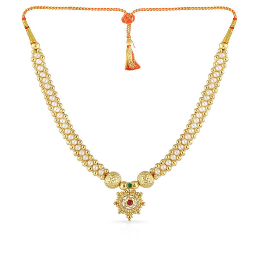 Malabar Gold & Diamonds BIS hallmarked (916) 22k Yellow Gold Choker Tushi Necklace for women