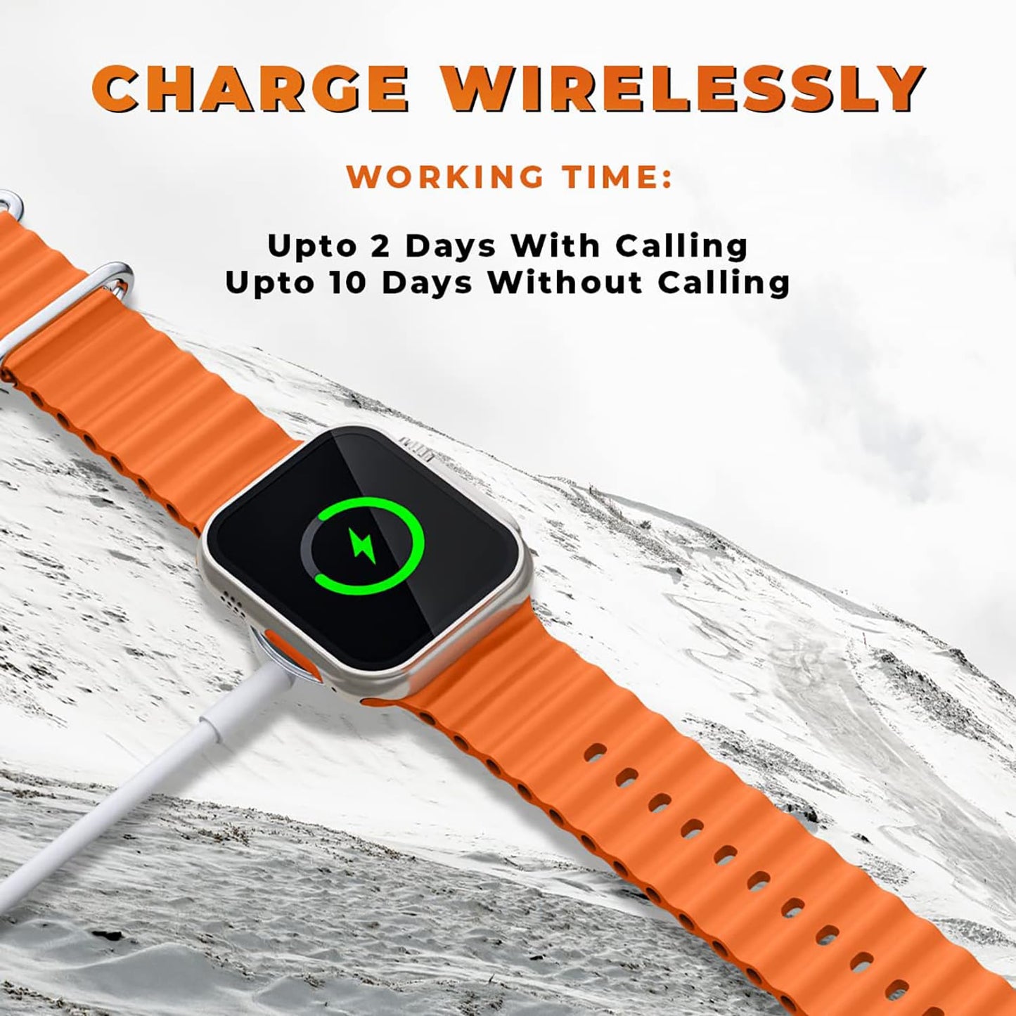 (Refurbished) GIZMORE GizFit Vogue Bluetooth Calling Smartwatch | 1.95 Inch HD Display | 600 NITS Smartwatch (Orange)