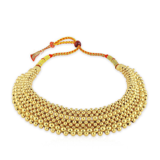 Malabar Gold & Diamonds BIS hallmarked (916) 22k Yellow Gold Choker Tushi Necklace for women