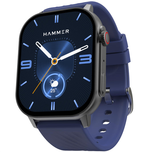 (Refurbished) HAMMER Arctic 2.04" Super AMOLED Smart Watch, Metallic Build, BT Calling, Always On Display, Rotating Crown, Split Screen, Health Tracking, Smart Watch for Men, Women, Girls, Boys (Midnight Blue)