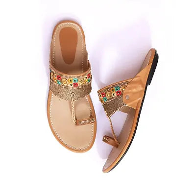 Ladies Hub Kolhapuri Chappal for Women Stylish, Flat Fashion Sandals Ethnic Slippers for Girls