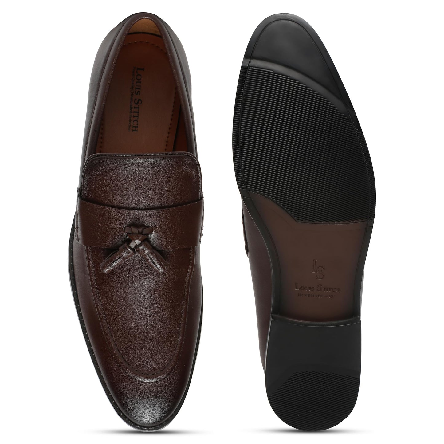 LOUIS STITCH Men's Brunette Brown Shoes Tassel Style Comfortable Moccasins for Men - SaumyasStore