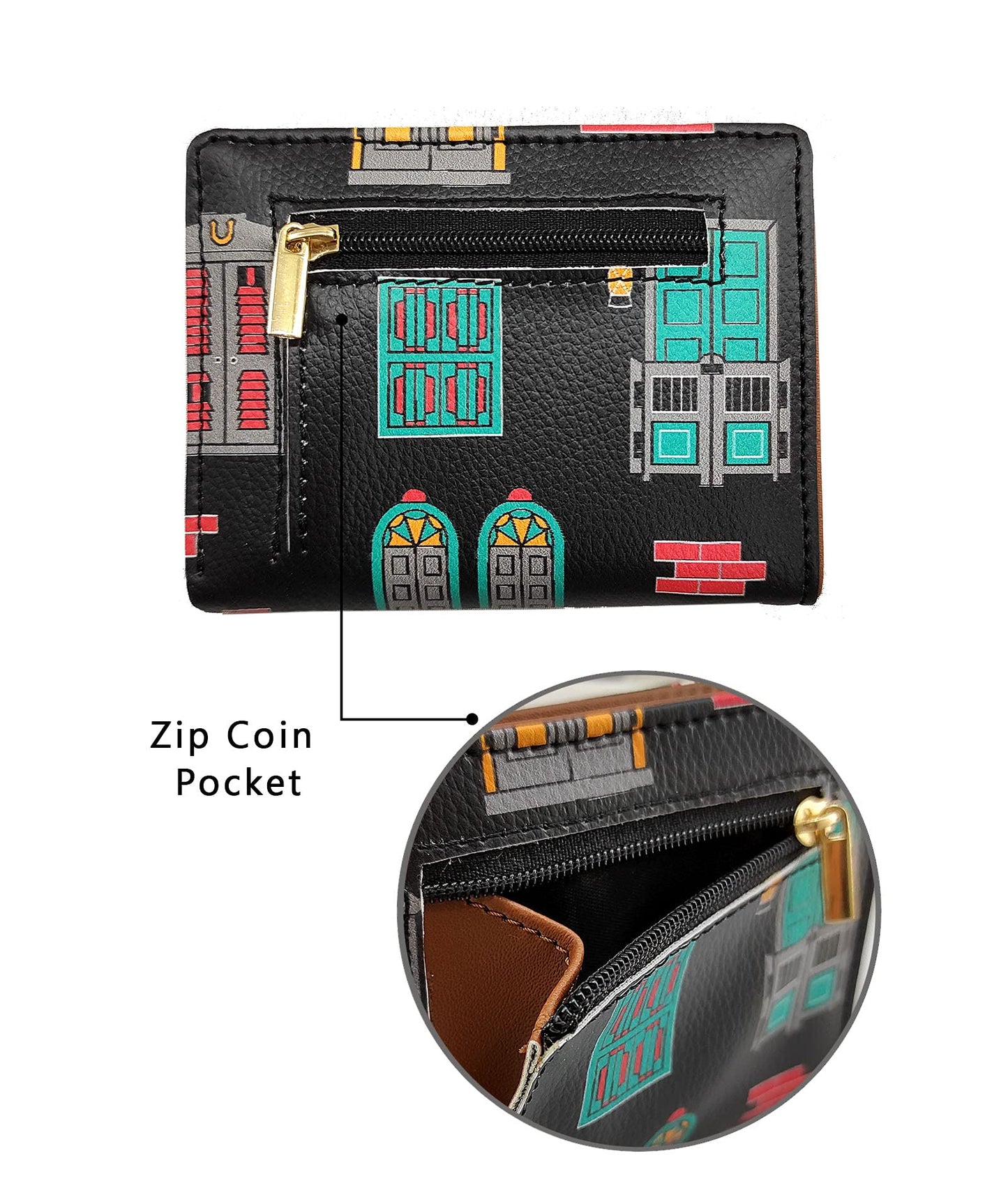 Funk For Hire Black Faux Leather Unisex Card Holder Wallet - SaumyasStore